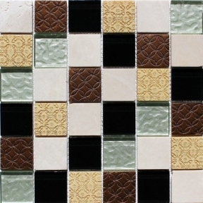Мозаика из мрамора и стекла VIVACER Mix Beige 300x300 мм