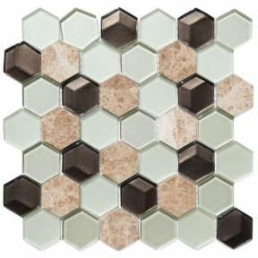 Мозаика мрамор стекло VIVACER SB06, 4,8х5,5 cм