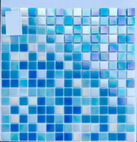 Мозаїка скляна Mozaico De Lux V-MOS CH002 VITREO BLUE сітка 327x327x4 мм
