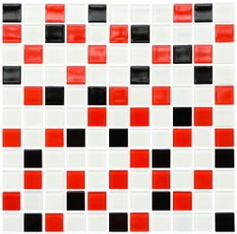 Мозаика стеклянная Kotto Keramika GM 4007 C3 Black/Red M/White 300х300 мм
