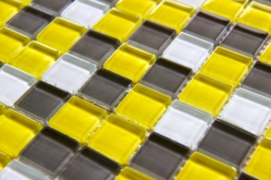 Стеклянная мозаика Керамик Полесье Crystal Yellow Grey 300х300х6 мм