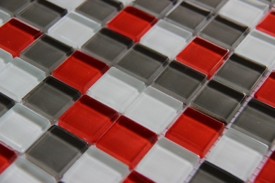 Стеклянная мозаика Керамик Полесье Crystal Red Grey 300х300х6 мм